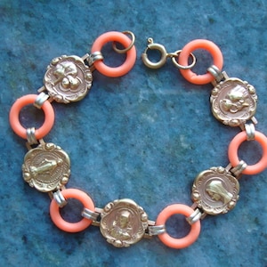 OOAK Handmade Vintage Decade Rosary Prayer Saint Bracelet Catholic Religious