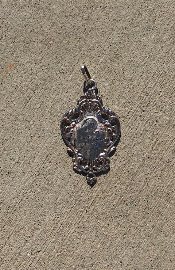 Baroque French Antique Sterling Silver Jesus & St John Communion Catholic Christian Religious Medal Pendant View 2