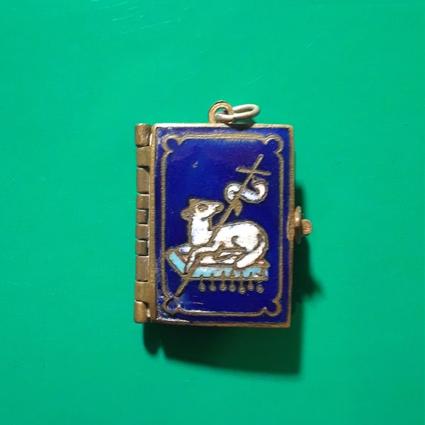 Agnus Dei Miniature Book - Enamel Pendant Locket Photo Album