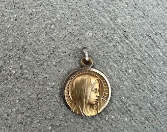 Antique Catholic Virgin Mary Our Lady Necklace Pendant French Gold Fix