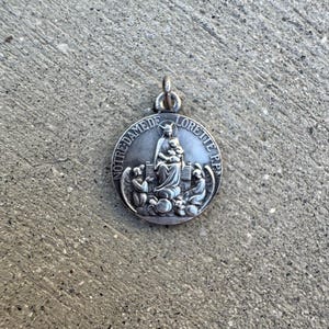 Our Lady of Lorette the Holy Virgin Mother Mary French Vintage Antique Catholic Religious Medal Pendant