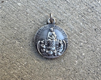 Our Lady of Lorette the Holy Virgin Mother Mary French Vintage Antique Catholic Religious Medal Pendant