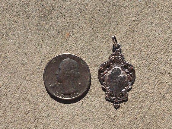Baroque French Antique Sterling Silver Jesus & St John Communion Catholic Christian Religious Medal Pendant View 3