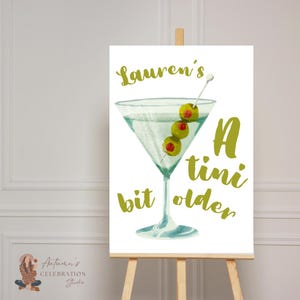 A tini bit older martini themed instant digital download, decor template, customizable canva edit, a tini bit older, martini and olives