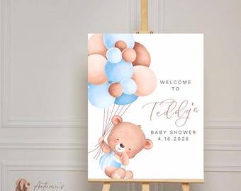 Teddy Bear Welcome Sign, We Can Bearly Wait Baby Shower, Gender Reveal, Bear Baby Shower, Welcome Sign, Instant Download, Digital Item
