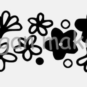 Puede incluir: Diseño floral en blanco y negro con una variedad de formas y tamaños de flores. El diseño es perfecto para usar en manualidades, scrapbooking u otros proyectos creativos.