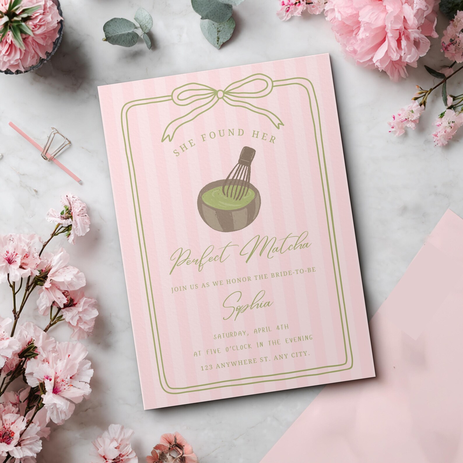 She Found Her Perfect Matcha Bridal Shower Invite Matcha Themed ...