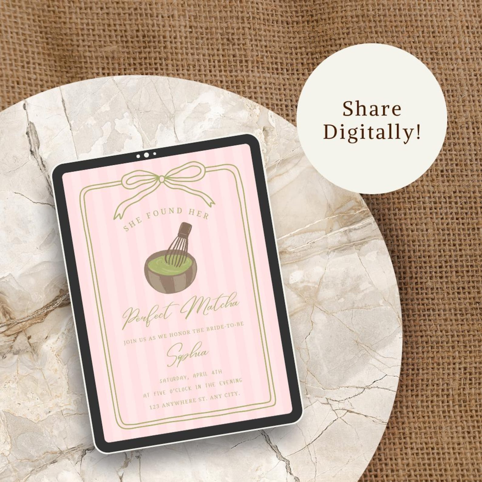 She Found Her Perfect Matcha Bridal Shower Invite Matcha Themed ...