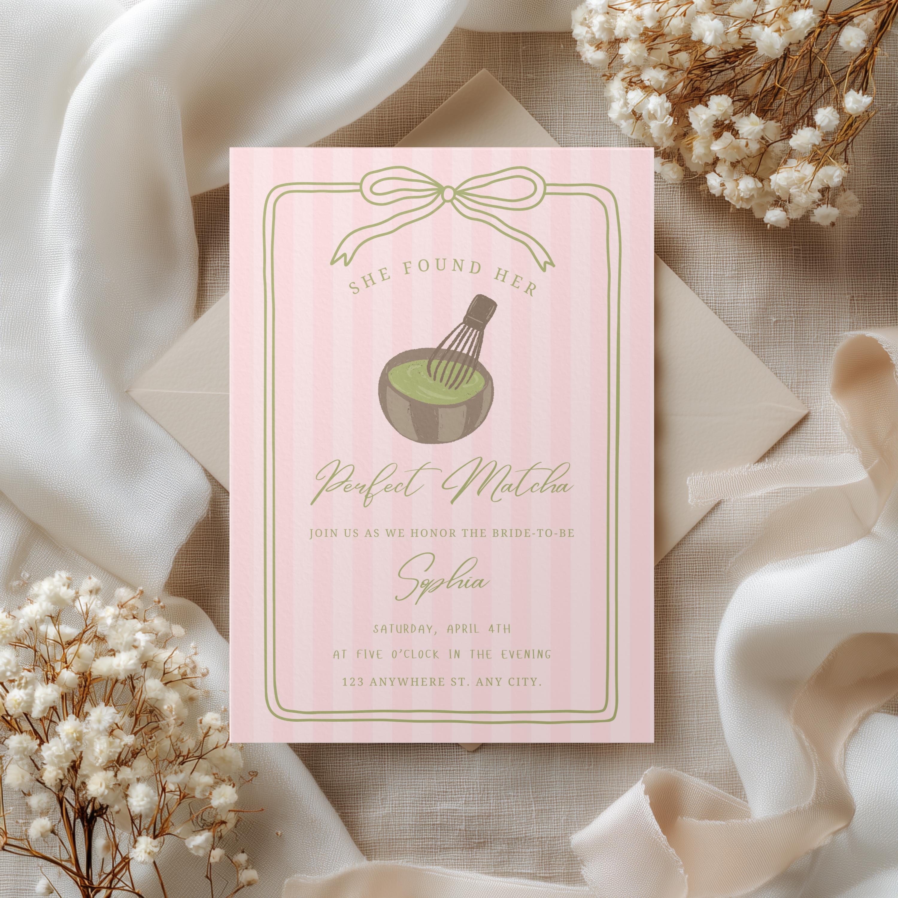 She Found Her Perfect Matcha Bridal Shower Invite Matcha Themed ...