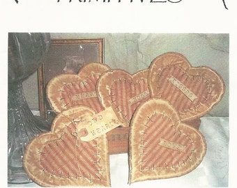 Vintage Primitive Shabby Valentine Hearts Bowl FIller Tucks E-Pattern