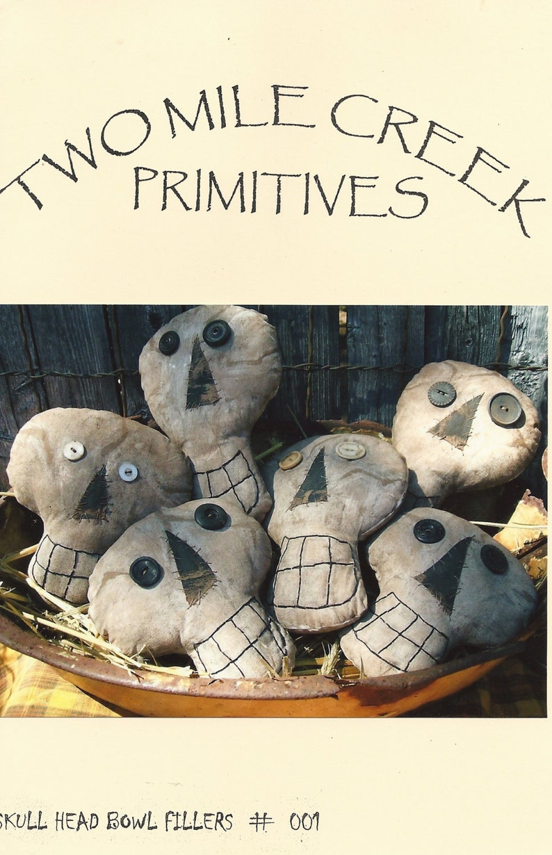 Primitive Folkart Halloween Skulls Pattern E PATTERN image 1