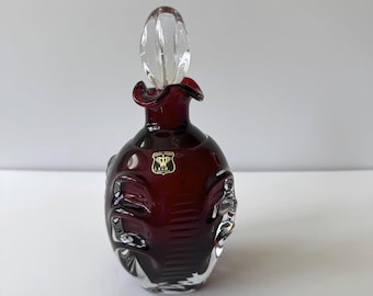 Ruby Red Glass Decanter Golden Crown E & R Sweden