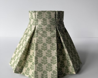 6" Clip Lampshade with Box Pleated Skirt - Sage green flowers