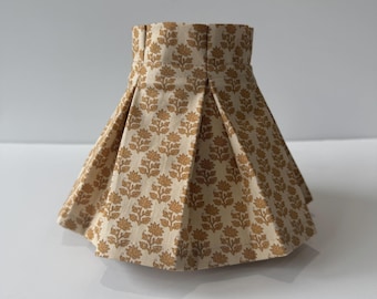 6" Clip Lampshade with Box Pleated Skirt - Ochre Flowers