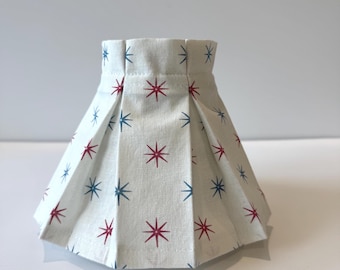 6" Clip Lampshade with Box Pleated Skirt - Red and Blue Stars