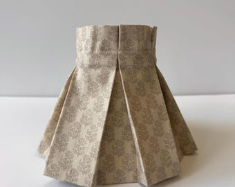 6" Clip Lampshade with Box Pleated Skirt - Cream flowers