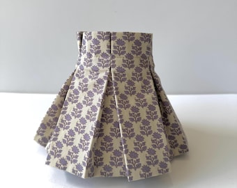 6" Clip Lampshade with Box Pleated Skirt - Purple flowers