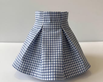6" Clip Lampshade with Box Pleated Skirt - Blue gingham check
