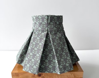 6" Clip Lampshade with Box Pleated Skirt - Mint flowers