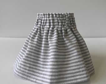 6" Clip Lampshade - Gray and White Horizontal Stripe