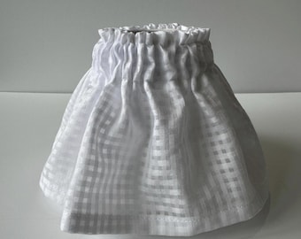 6" Clip Lampshade - Sheer White Mini Check