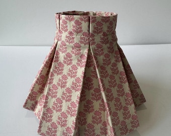 6" Clip Lampshade with Box Pleated Skirt - Pink flowers