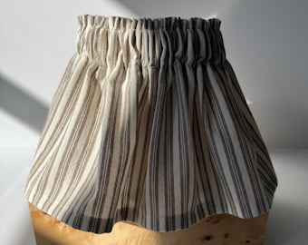 8" Lampshade Cover - Gray Beige Ticking Stripe