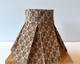 6" Clip Lampshade with Box Pleated Skirt - Caramel Brown flowers