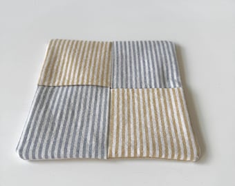 Collapsible Yarn Bowl - Yellow and Blue Stripes