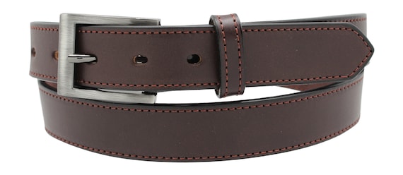 Buffalo Leather Stitched Belt/_1 1//4/"/_Nickel Finish Buckle/_Amish Handmade