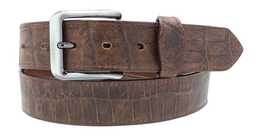 1 1/2 Gator Embossed Leather Dress Belt Handmade in - Etsy