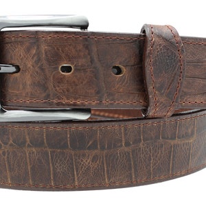 1 1/2&quot; Gator Embossed Leather Dress Belt, Handmade in America