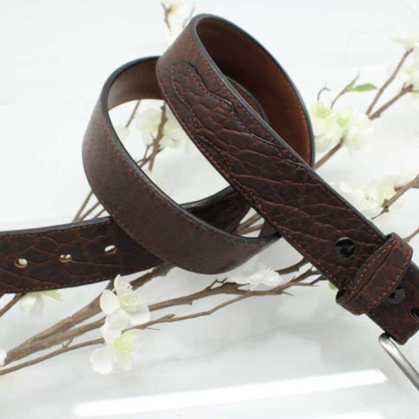 Dark Brown American Buffalo Rustic Leather Belt with tabs