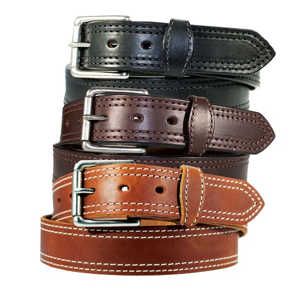 1 1/2” Full Grain Leather Work Belt up to 70” waist, Brown, Dark Brown, Black