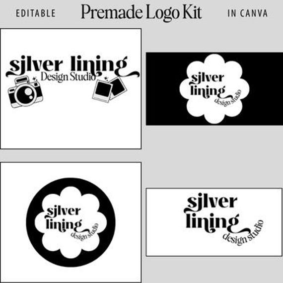 Premade Logo Branding Template | Editable in Canva | Retro Editorial Logos for Business | Instant Digital Download