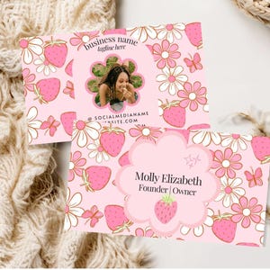 Bearbeitbare feminine Blumen Visitenkarte Vorlage | Benutzerdefinierte Retro Leinwand Digitaler Download - Marley