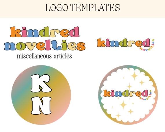 Colorful Retro Logo Template for Canva | Editable Branding Kit for Small Business | Premade Logo Design