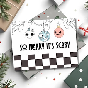 Modello Canva modificabile per Natale spettrale / Biglietto di ringraziamento aziendale per Natale gotico / Pacco postale scaricabile digitalmente