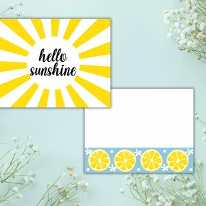 Cartão em branco Hello Sunshine | Cartões de verão | Encarte para cartão | Cartões personalizáveis | Cartões para uso pessoal | Cartões de visita em branco | Personalizados