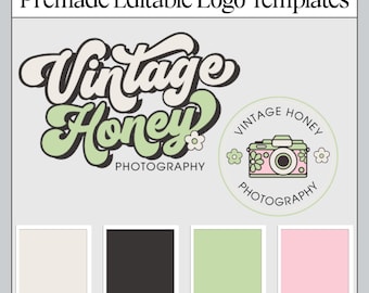 Vintage Retro Logo Templates: Editable Canva Branding Kit (Digital Download)