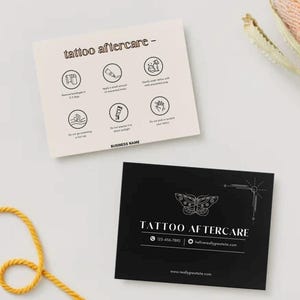 Tattoo Aftercare Anleitung: Digitaler Download für Künstler & Shops - Individuell anpassbare Kundenbindungskarten