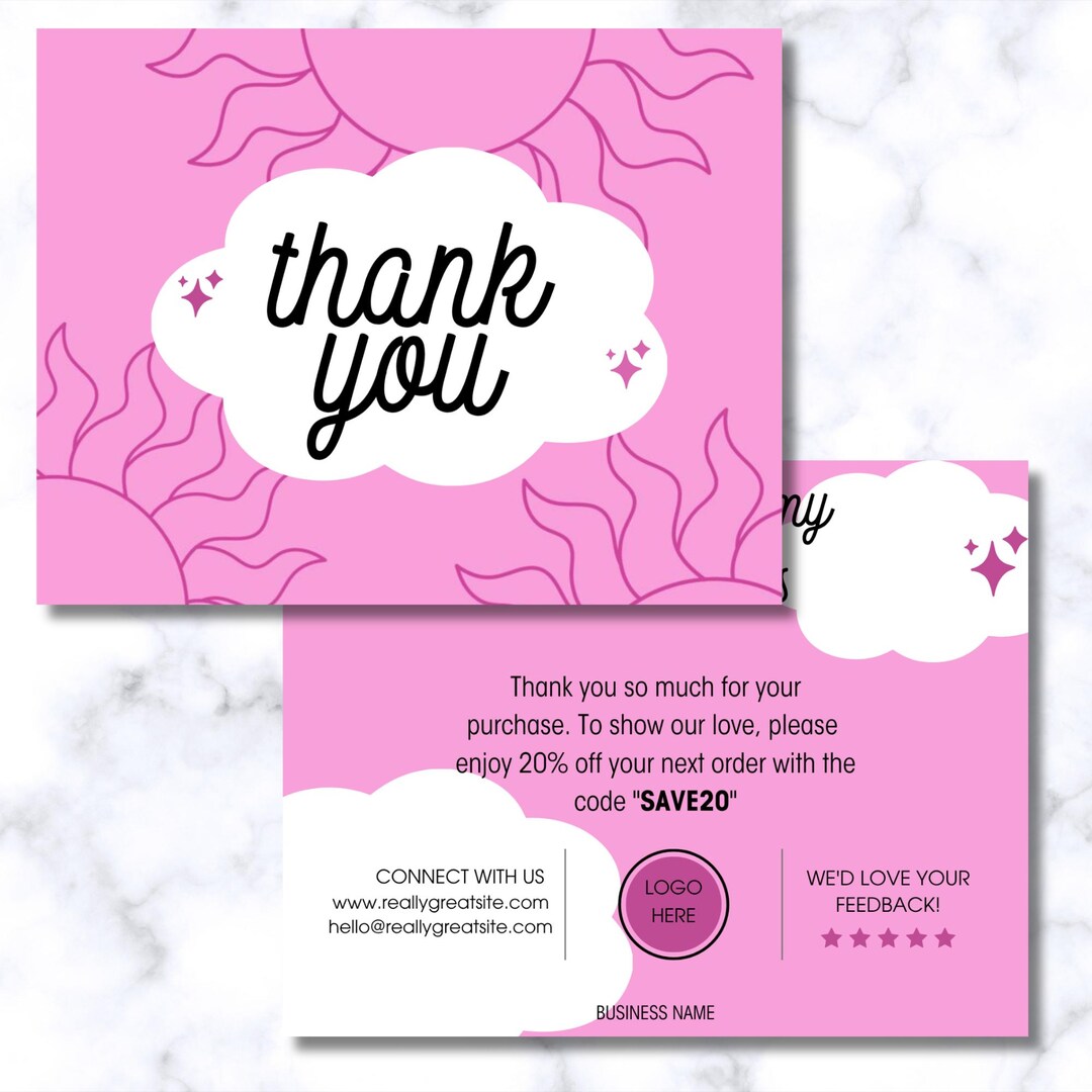 Editable Thank You Card Template: Fun Playful Design (canva Digital ...