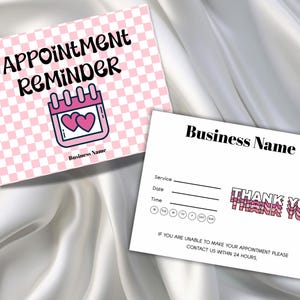 Herinneringskaarten afspraak | Roze, geruit | Trendy visitekaartjes | Aanpasbare sjabloon