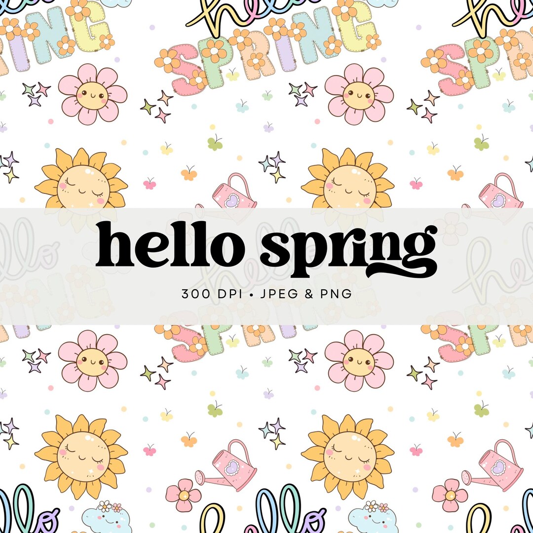 Hello Spring Seamless Digital File | Easter Pattern | Spring Pattern ...