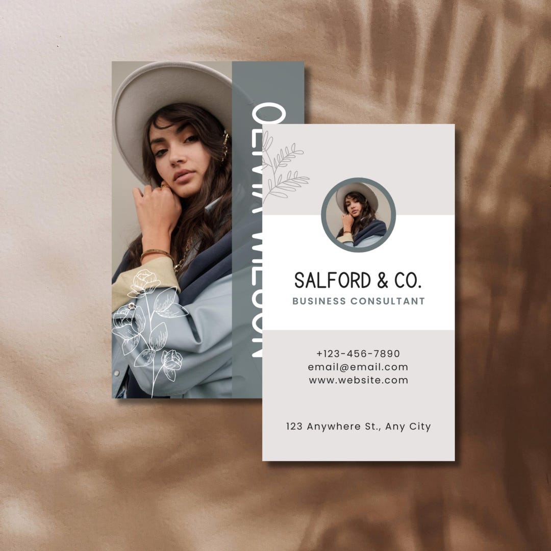 Modern Photo Business Card Template: DIY Printable Design (3.5x2