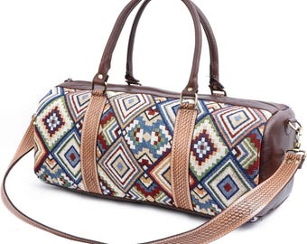 Handmade Leather Duffle Bag: Western Travel Weekender