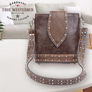 Hand-Tooled Leather Sling Bag: Western Crossbody Purse