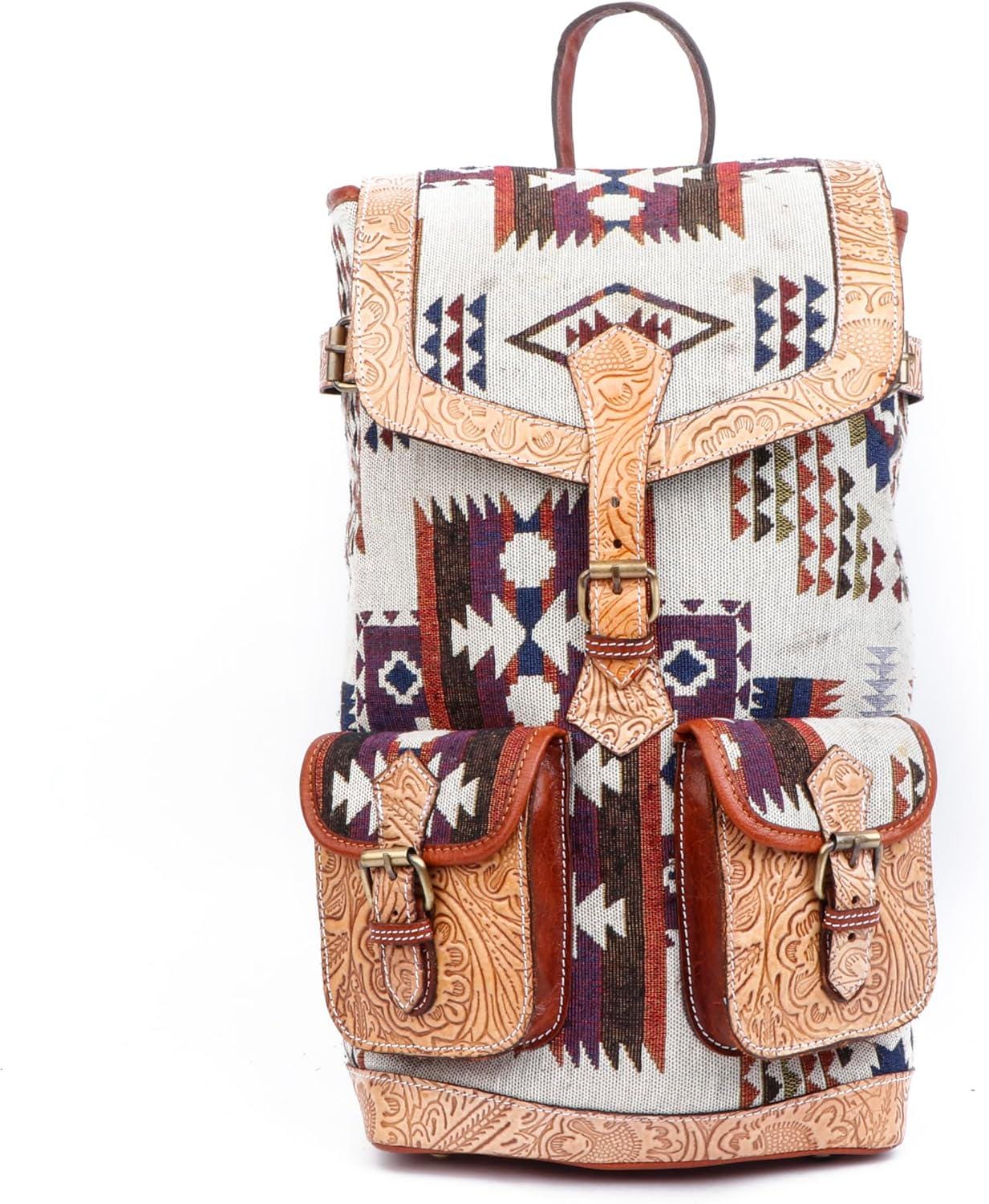 Handmade Western Leather Backpack: Hiking Camping Rucksack 