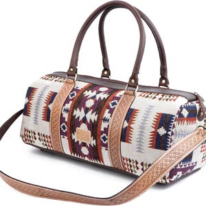 Handmade Large  Duffle Bag | Western Weekender Bag | Navajo Bag | Cowgirl Bag | Hand Tooled Leather Duffle Bag | Western Luggage | Cowboy