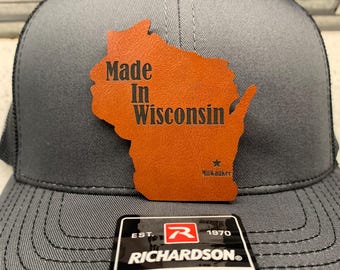 Made in Wisconsin | Wisconsin hat patch | Wisconsin patch | Leatherette hat patch | Engraved Wisconsin Patch | Personalized Hat Patch